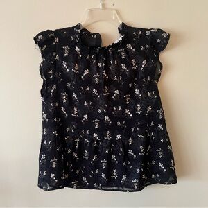 Black Floral Office Blouse (Size S)
